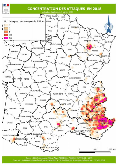 Carte attaques loup 2018 @ONCF