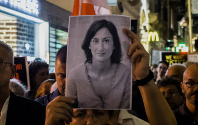 La journaliste maltaise Daphne Caruana Galizia a été assassinée en 2017 alors qu'elle enquêtait sur des affaires de corruption dans le pays. - @MiguelaXuereb